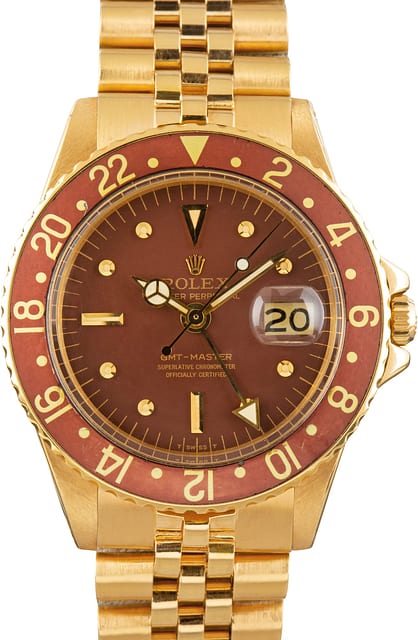 Vintage Rolex GMT-Master Ref 1675 Full 18k Yellow Gold
