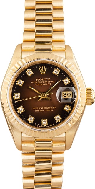 Ladies Rolex Datejust 69178 Brown Vignette Diamond Dial