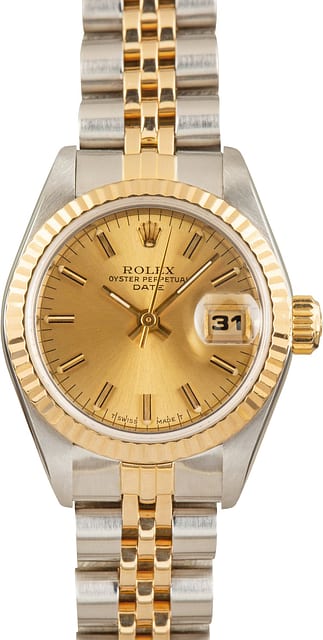 Pre-Owned Lady Rolex Date ref 69173 Champagne Dial