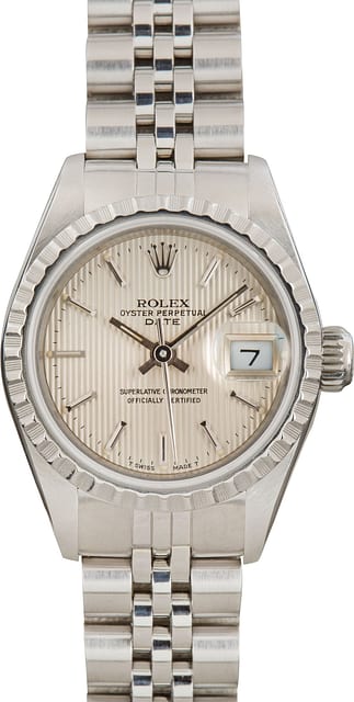 Ladies Rolex Date 69240 Silver Tapestry Dial