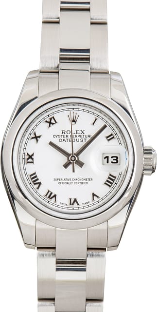 Lady Rolex Datejust 179160 White Roman Dial