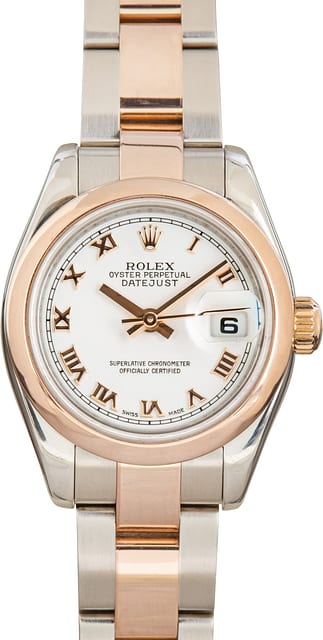 Lady Rolex Datejust 179161 White Roman Dial
