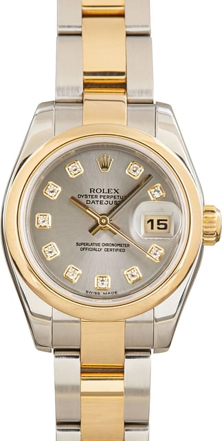 Ladies Rolex Datejust 179163 Slate Diamond Dial