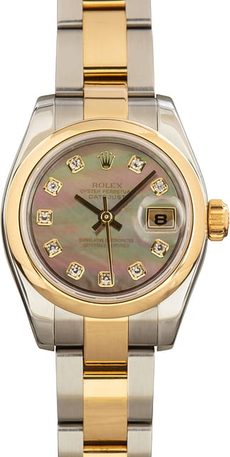 Ladies Rolex Datejust 179163 Dark Mother of Pearl Diamond Dial