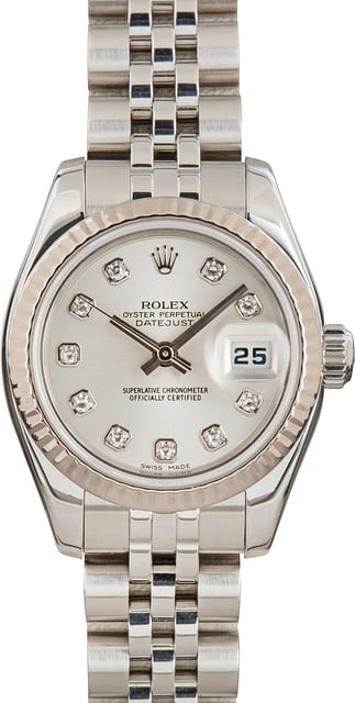 Rolex Lady Datejust 179174 Silver Diamond Dial