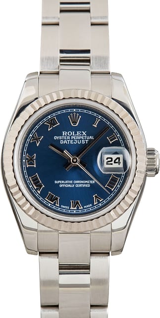 Ladies Rolex Datejust Blue Dial 179174 Stainless Steel