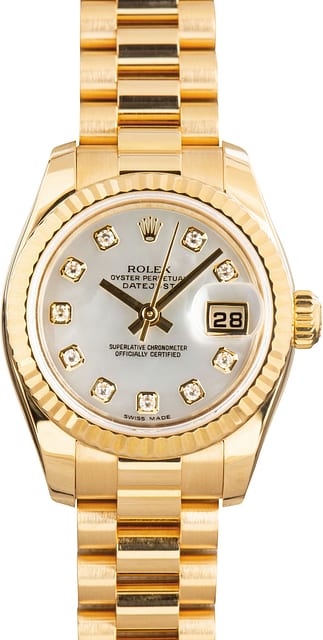 Used Ladies Rolex Datejust 179178 Mother of Pearl Diamond Dial
