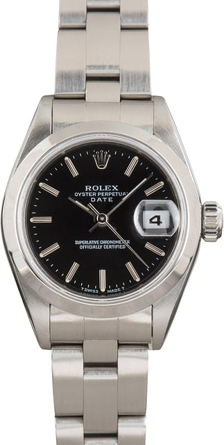 Ladies Rolex Date 69160 Black Dial