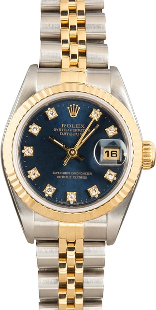 Lady Rolex Datejust 69173 Blue Diamond Dial