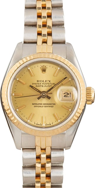 Ladies Rolex Datejust 69173 Champagne Index Dial