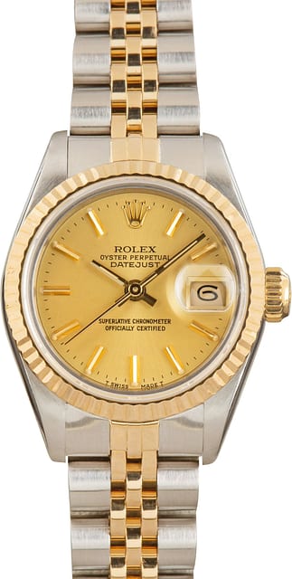 Used Rolex Ladies Datejust 69173 Champagne Index Dial
