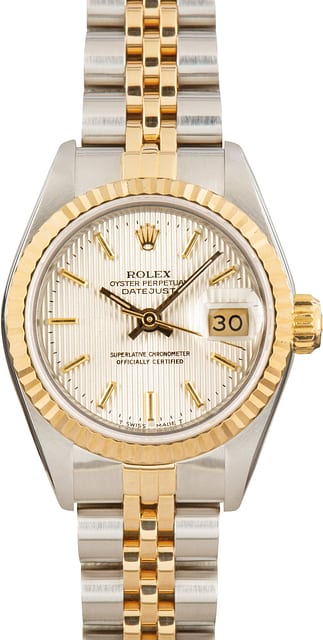 Ladies Rolex Datejust 69173 Silver Tapestry Dial