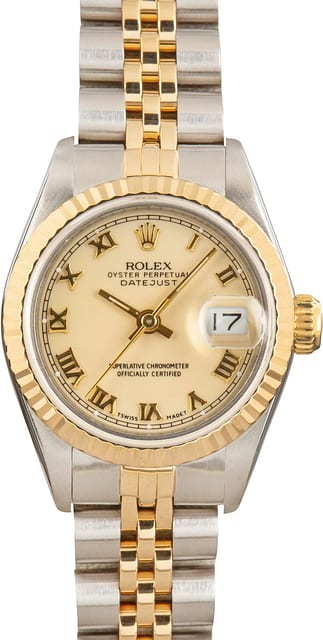 Used Ladies Rolex Datejust 69173 Ivory Roman Dial