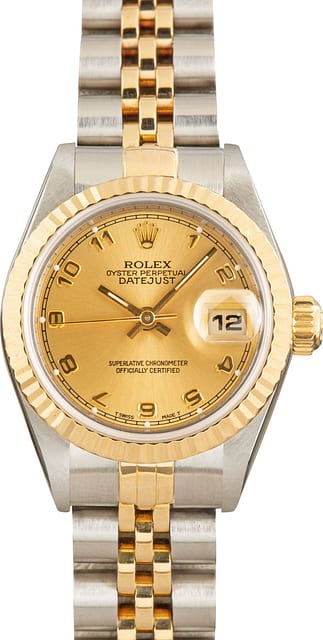 Used Ladies Rolex Datejust 69173 Champagne Arabic Dial