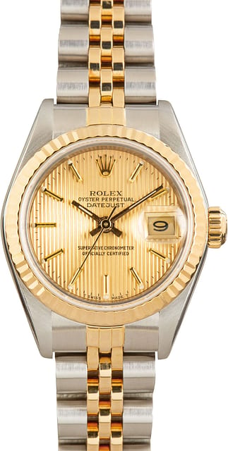 Used Rolex Lady Datejust ref 69173 Champagne Tapestry Dial