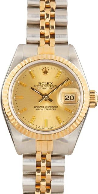 Pre-owned Rolex Datejust Two Tone 69173 Champagne Dial