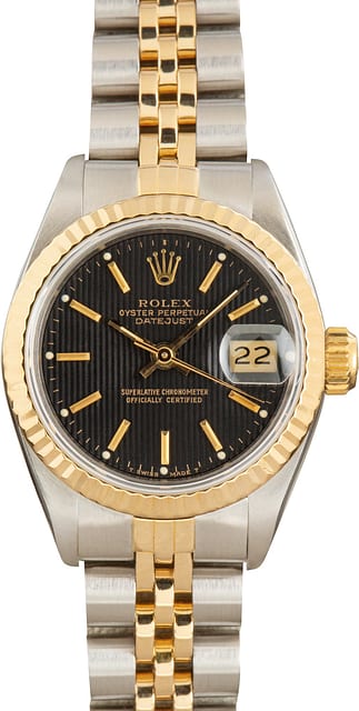 Pre-Owned Lady Rolex Datejust 69173 Black Tapestry Dial