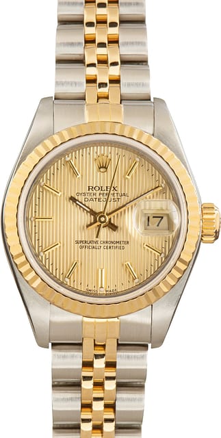 Pre-Owned Lady Rolex Datejust ref 69173 Champagne Tapestry Dial