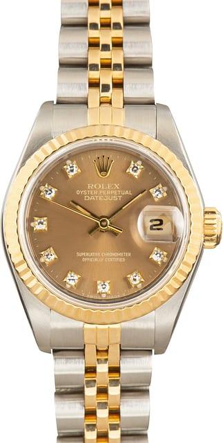 Pre-Owned Lady Rolex Datejust Ref 69173 Bronze Diamond Dial