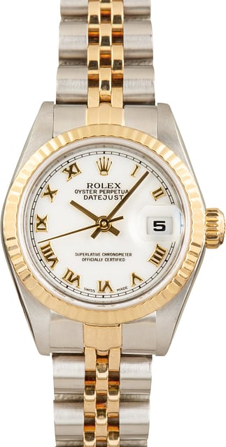 Pre-Owned Lady Rolex Datejust 69173 White Roman Dial