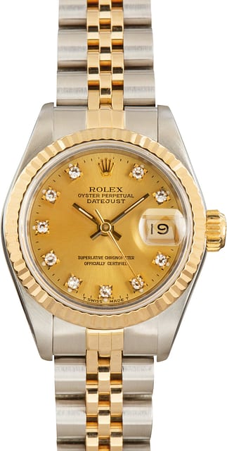 Pre-Owned Ladies Rolex Datejust ref 69173 Champagne Diamond Dial