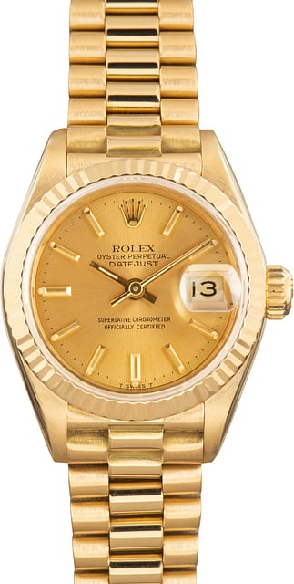 Used Lady Rolex Datejust 69178 Champagne Dial