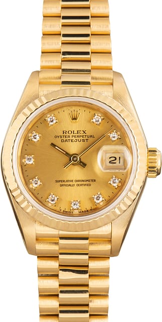 Used Lady Rolex Datejust 69178 Champagne Diamond Dial