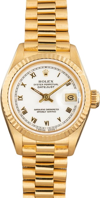 Used Lady Rolex Datejust 69178 White Roman Dial