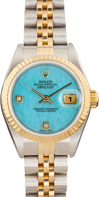 Ladies Rolex Datejust ref 79173 Blue Jadeite Dial
