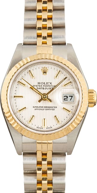 Used Lady Rolex Datejust 79173 Silver Tapestry Dial