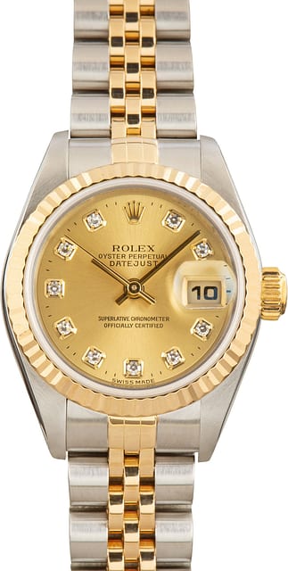 Ladies Rolex Datejust ref 79173 Champagne Diamond Dial
