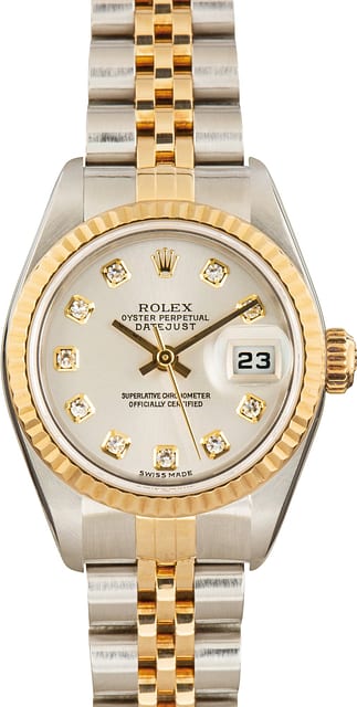 Pre-Owned Rolex Ladies Datejust ref 79173 Silver Diamond Dial