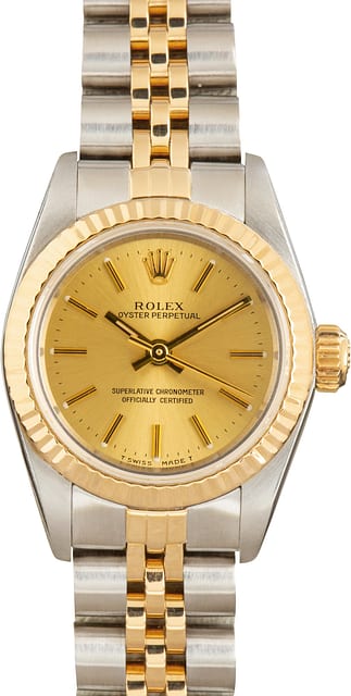 Pre-Owned Women's Rolex Oyster Perpetual 69173 Champagne Dial