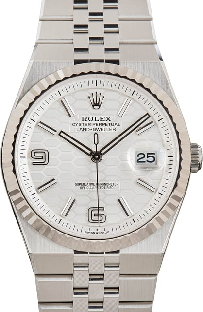 Rolex Land-Dweller 40 Ref 127334 White Honeycomb Motif Dial