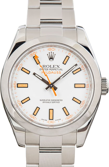 Pre-owned Rolex Milgauss Ref 116400 White Dial