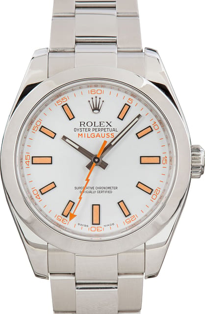 Pre-owned Rolex Milgauss Ref 116400 White