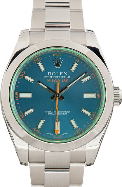 Pre-Owned Green Crystal Rolex Milgauss 116400GV