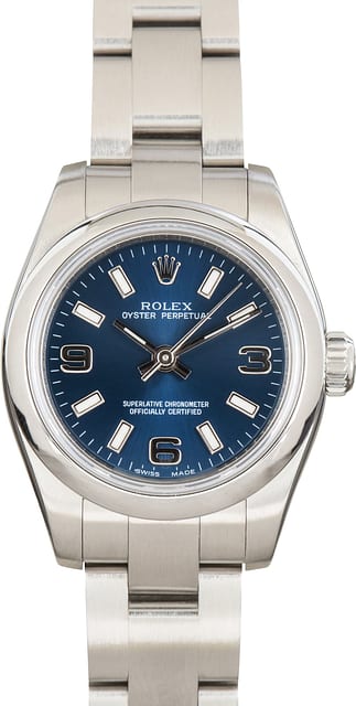 Pre-Owned Rolex Oyster Perpetual 26 Stainless Steel 176200 Blue Dial