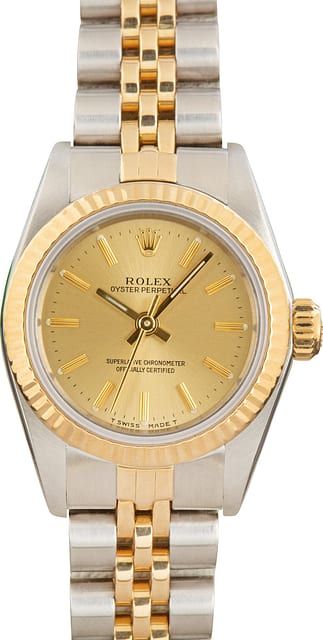 Ladies Rolex Oyster Perpetual 26 Ref 67193 Champagne Dial
