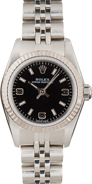 Ladies Rolex Oyster Perpetual 76094 Black Dial