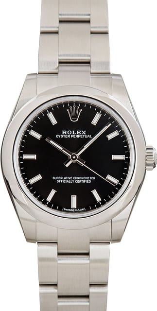 Factory Stickered Rolex Oyster Perpetual 31 ref 177200 Black Dial