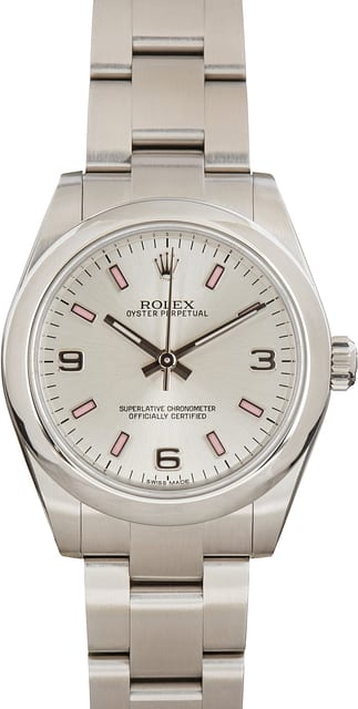 Used Rolex Women's Oyster Perpetual 31MM 177200 Silver Dial