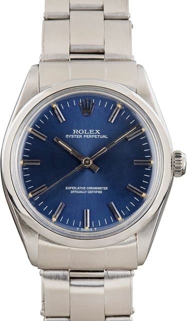 Pre-Owned Rolex Oyster Perpetual 34 Stainless Steel 1002 Blue Dial