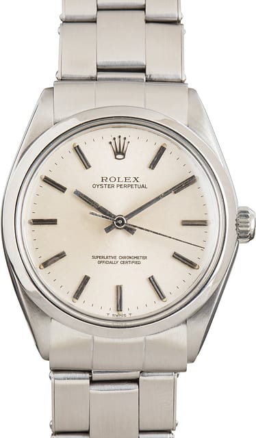 Pre-Owned Rolex Oyster Perpetual 34 Stainless Steel 1002 Silver Dial