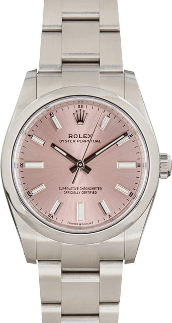 Pre-Owned Rolex Oyster Perpetual 34 ref 124200 Pink Dial