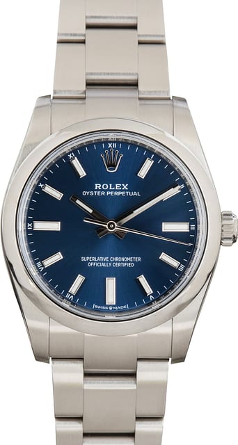 Pre-Owned Rolex Oyster Perpetual 34 ref 124200 Blue Dial