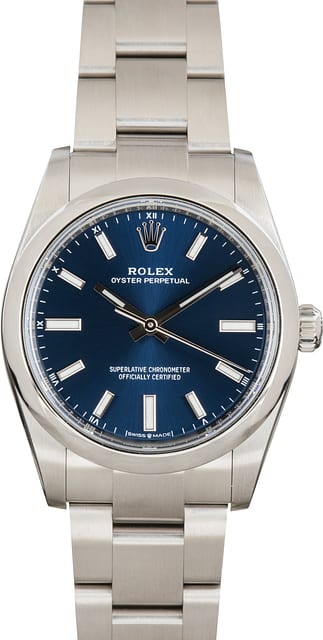 Used Rolex Oyster Perpetual 34 Blue Dial Ref 124200