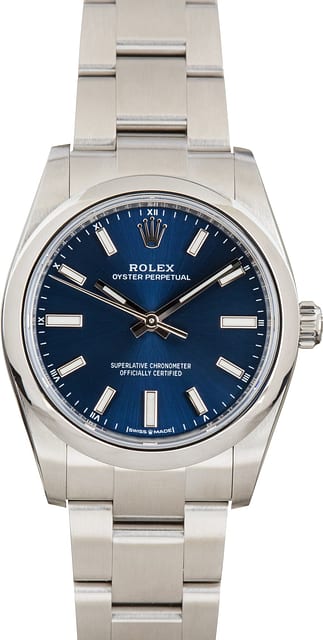 Used Rolex Oyster Perpetual 34 ref 124200 Blue Dial