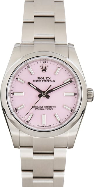 Pre-Owned Rolex Oyster Perpetual 34 ref 124200 Candy Pink Dial