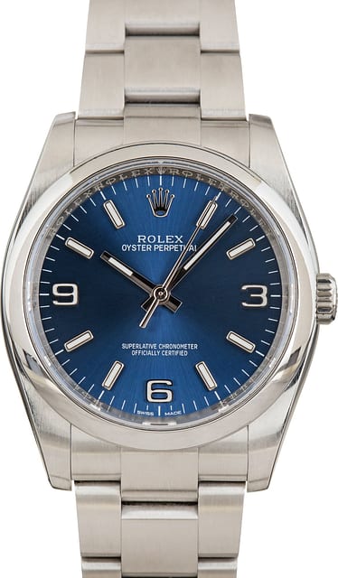 Pre-Owned Rolex Oyster Perpetual Blue Dial Ref 116000